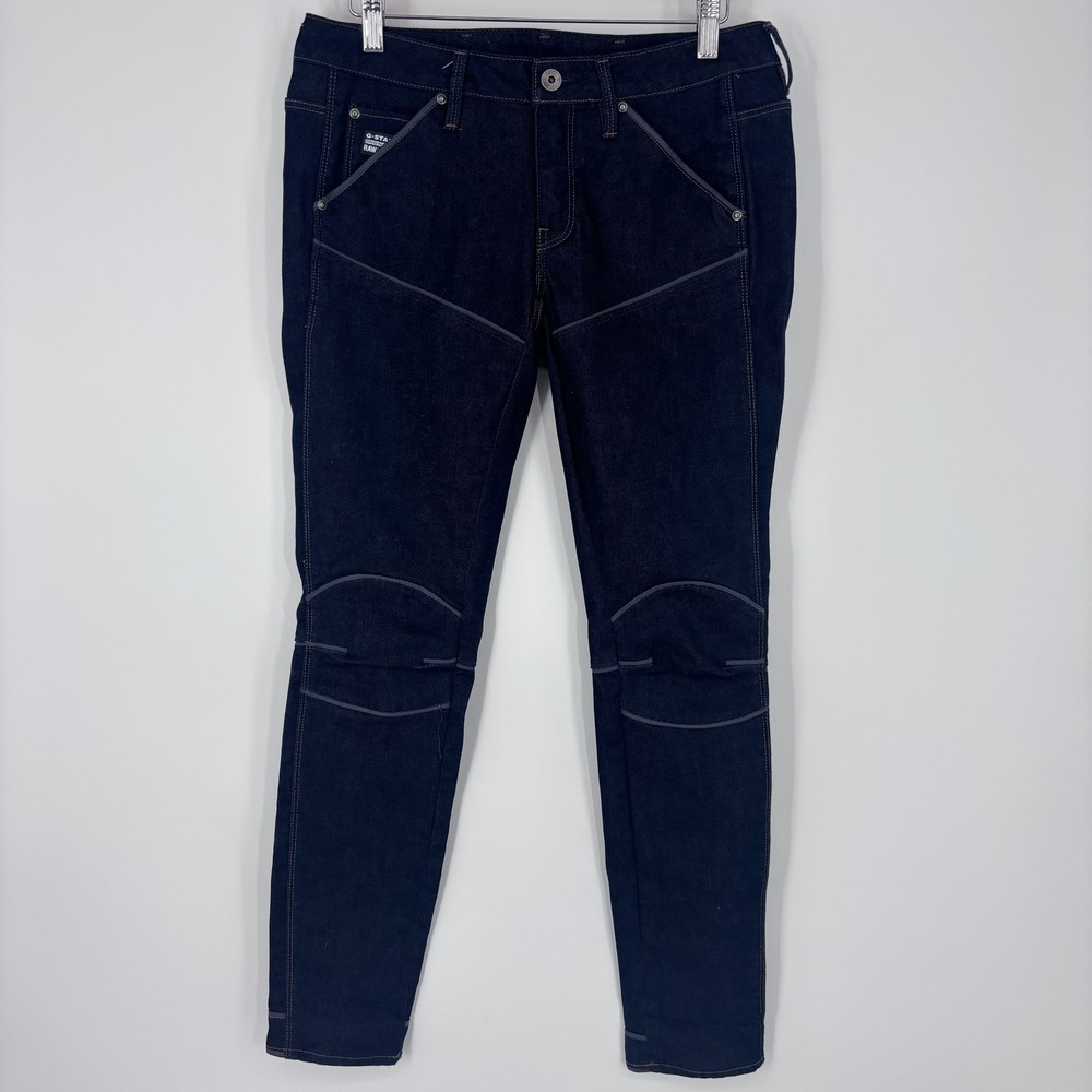 G-Star Raw 5620 Mid Skinny Jeans Womens 28x30 Blue Moto Biker Denim Streetwear
